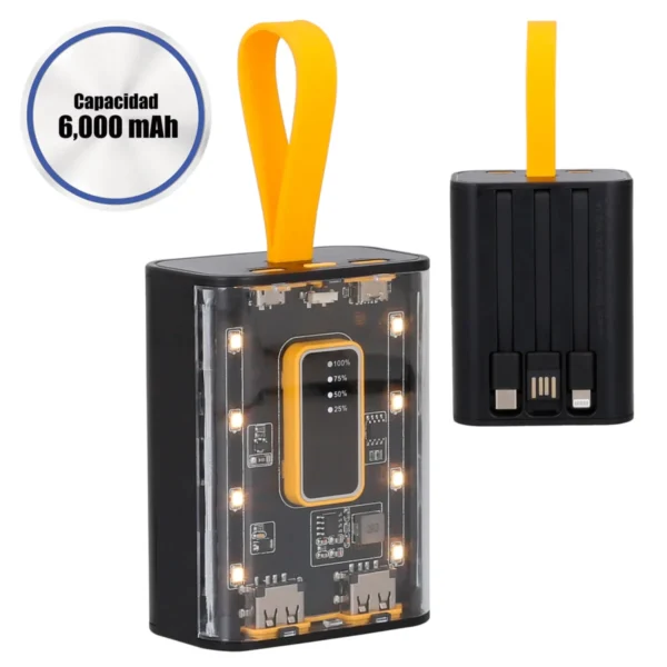 Gama – Power Bank Transparente De 6,000 Mah