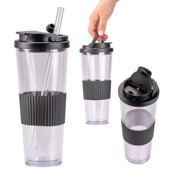 t-347-main Odair – Vaso Con Doble Pared De Plástico, Tapa