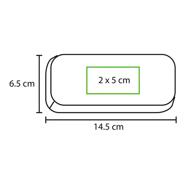Estuche metálico rectangular.