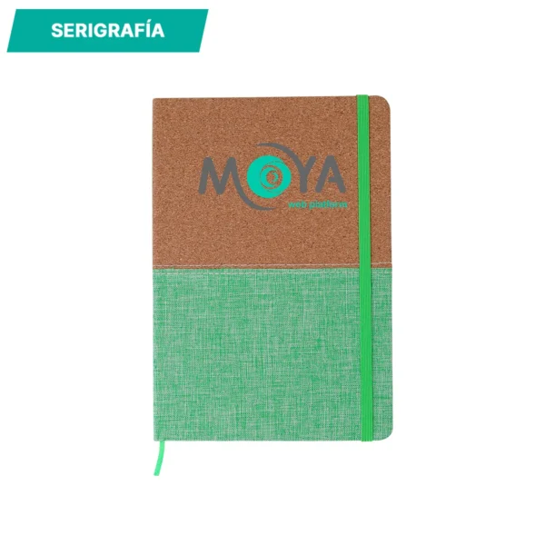 Libreta corcho bi tono.